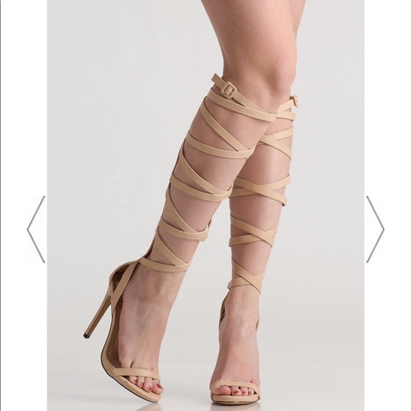 Nude gladiator heeled sandals 👡 - Picture 2 of 3